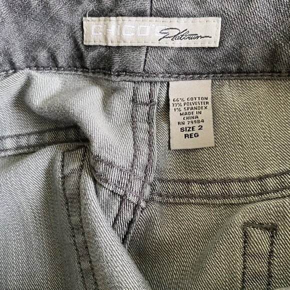 Chico’s Platinum Black Ultimate Fit Slim Leg Jeans, Women's Size 2R (L) - Picture 9 of 11